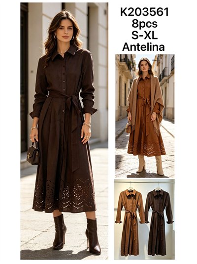 Vestido camisero antelina con cinturón 2