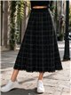 Checked tweed frayed edge midi knit skirt