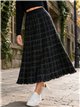 Checked tweed frayed edge midi knit skirt