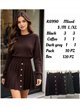 Gold-button pleated mini knit skirt