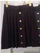 Gold-button pleated mini knit skirt