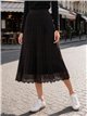 Falda midi plisada de punto con encaje