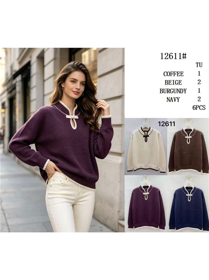 Jersey cuello oriental con lazo