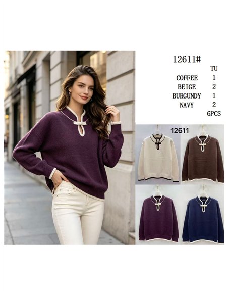 Jersey cuello oriental con lazo