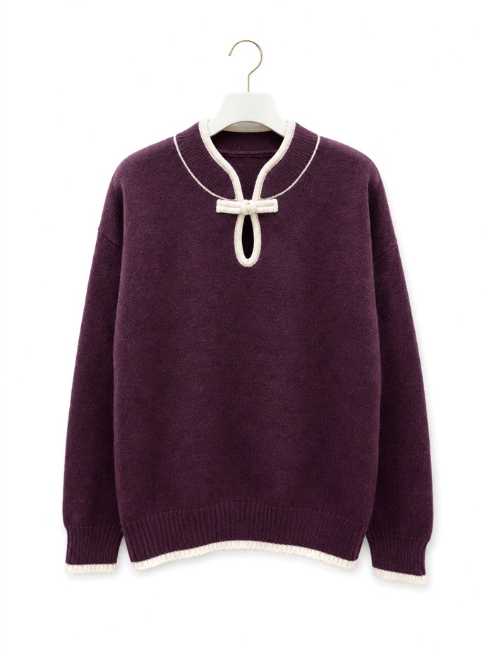 Jersey cuello oriental con lazo