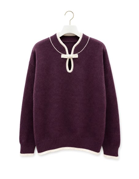 Jersey cuello oriental con lazo