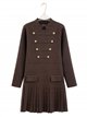 Vestido midi militar de punto con falda plisada