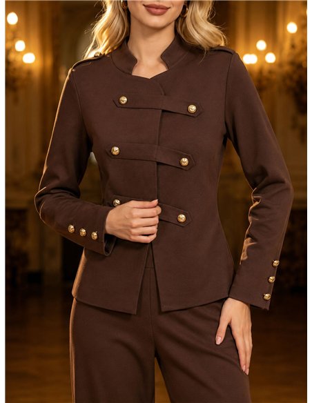 Conjunto chaqueta militar de punto y pantalón wide leg