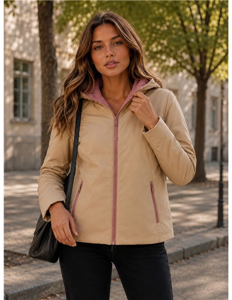 Giacca imbottita reversibile con cappuccio
