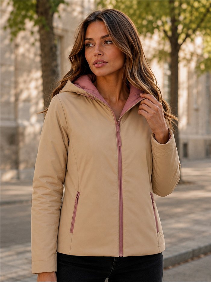 Giacca imbottita reversibile con cappuccio