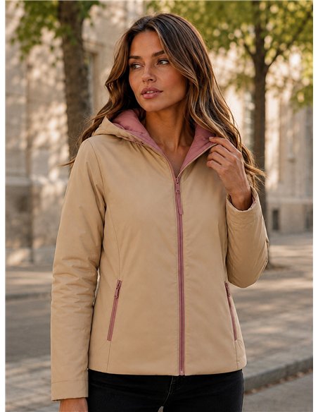 Giacca imbottita reversibile con cappuccio