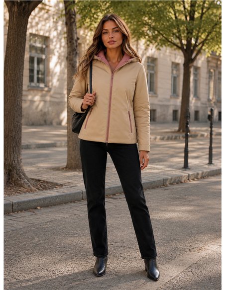 Giacca imbottita reversibile con cappuccio