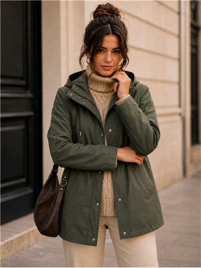 Parka gommato con cappuccio