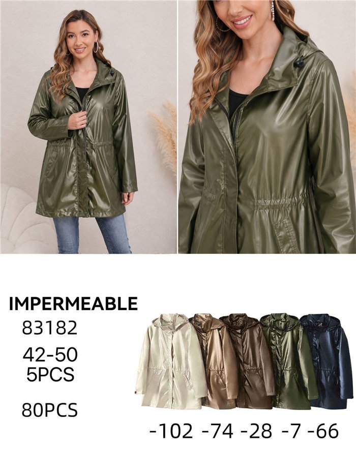 Parka impermeabile con effetto metallico