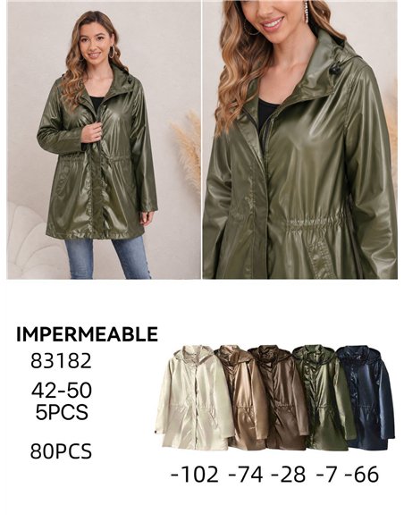Parka impermeabile con effetto metallico