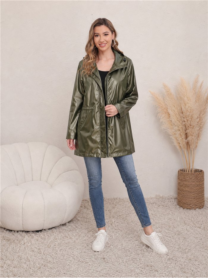 Parka impermeabile con effetto metallico