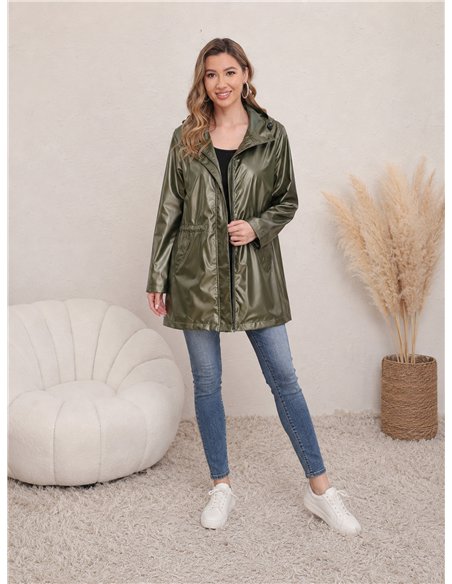 Parka impermeabile con effetto metallico