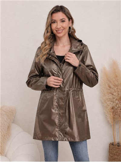 Parka impermeabile con effetto metallico