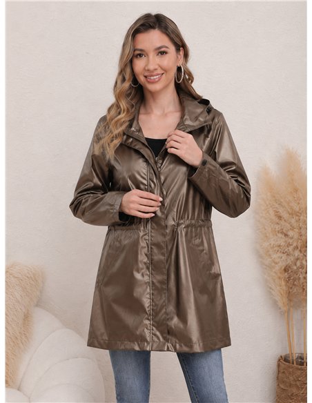 Parka impermeabile con effetto metallico