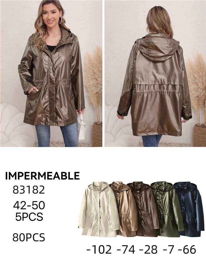 Parka impermeabile con effetto metallico
