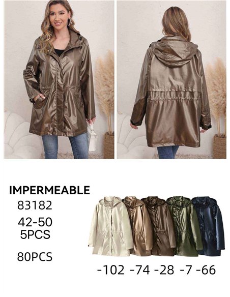 Parka impermeabile con effetto metallico