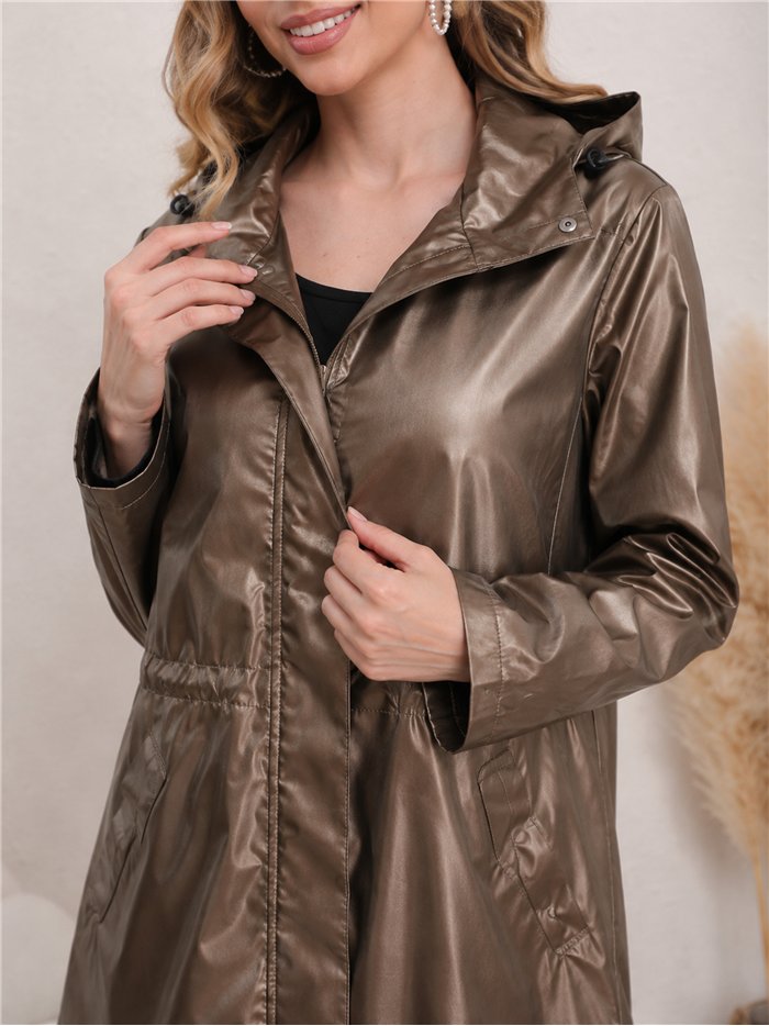 Parka impermeabile con effetto metallico