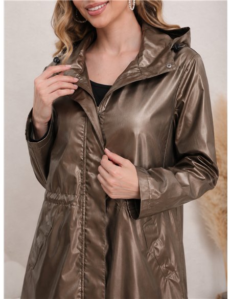 Parka impermeabile con effetto metallico