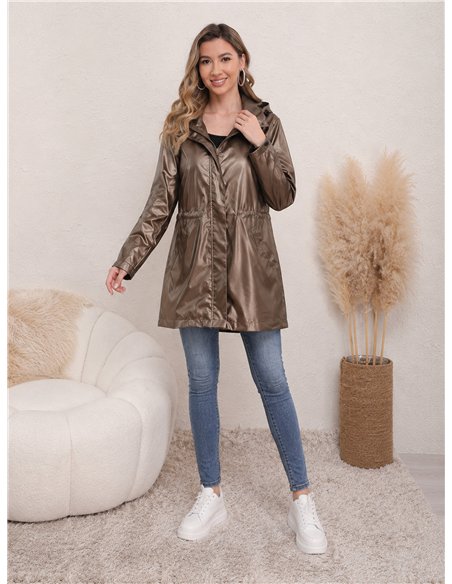 Parka impermeabile con effetto metallico