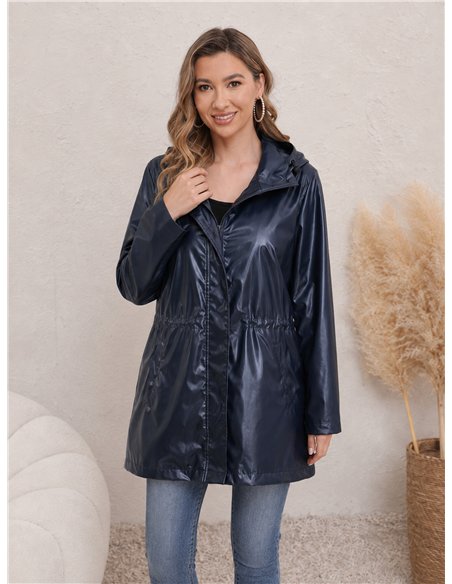 Parka impermeabile con effetto metallico