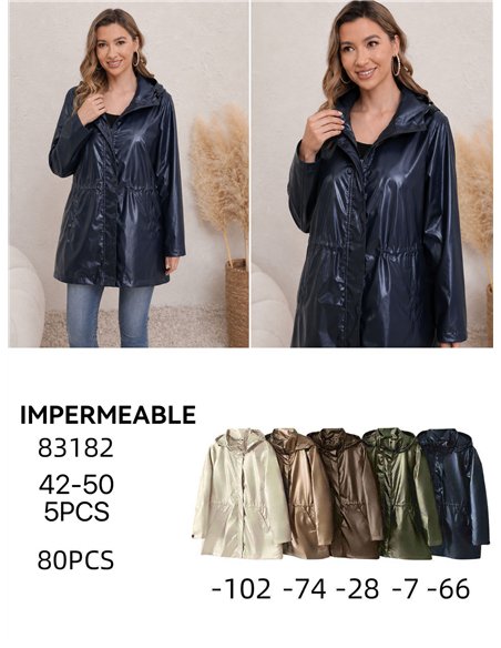 Parka impermeabile con effetto metallico