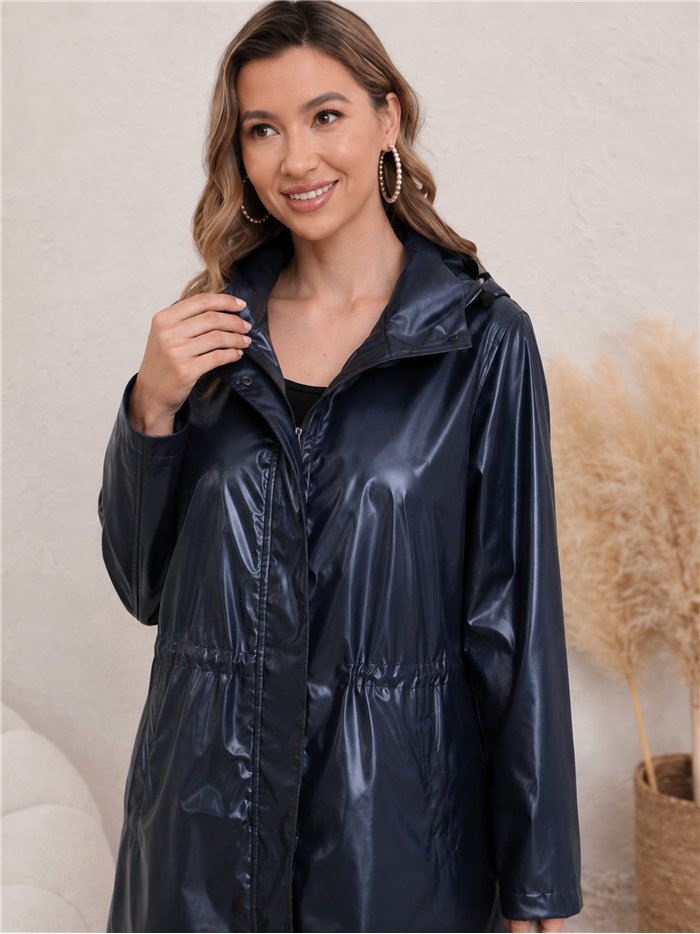 Parka impermeabile con effetto metallico