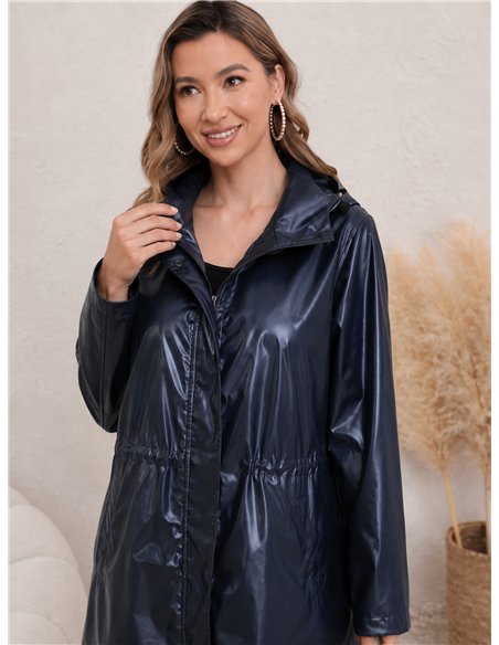 Parka impermeabile con effetto metallico
