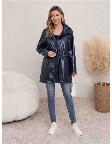 Parka impermeabile con effetto metallico