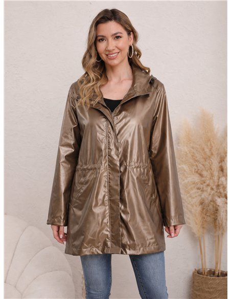 Parka impermeabile con effetto metallico