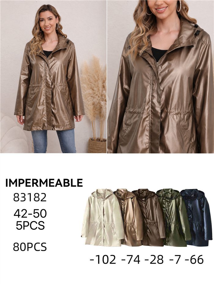 Parka impermeabile con effetto metallico
