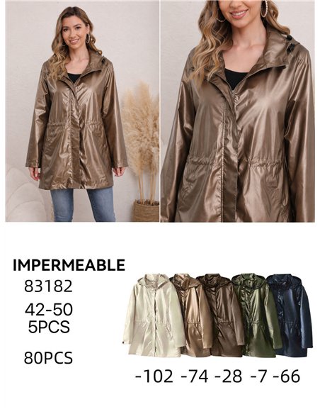 Parka impermeabile con effetto metallico