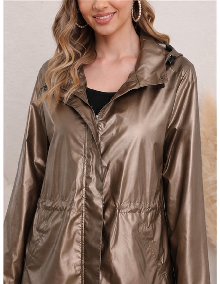 Parka impermeabile con effetto metallico