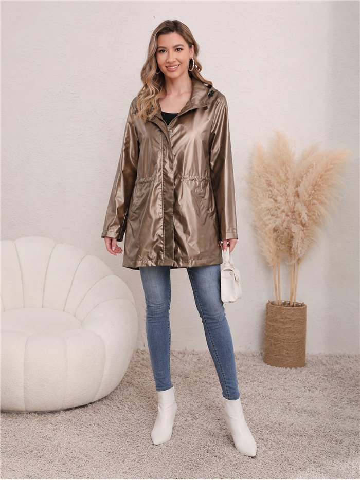Parka impermeabile con effetto metallico