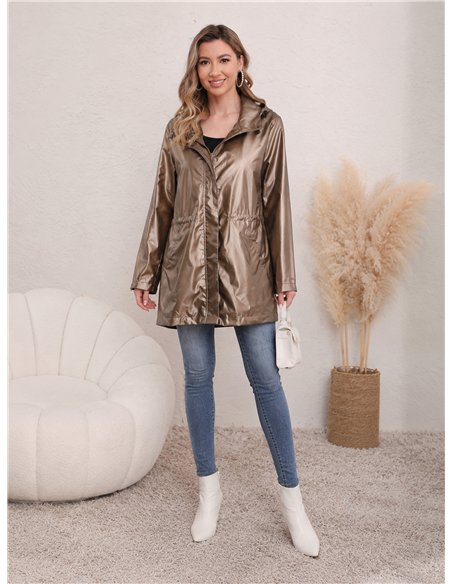 Parka impermeabile con effetto metallico