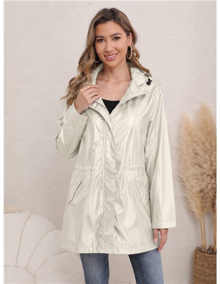 Parka impermeabile con effetto metallico