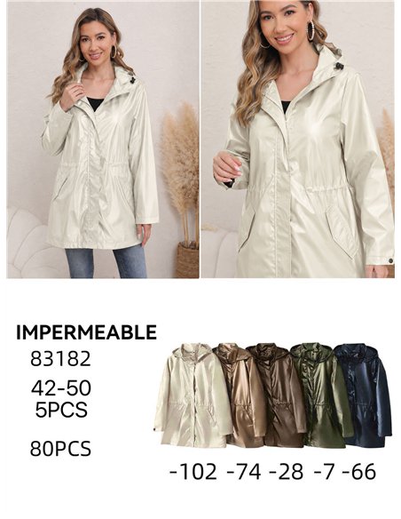 Parka impermeabile con effetto metallico