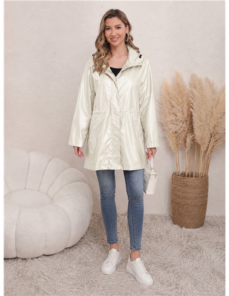 Parka impermeabile con effetto metallico
