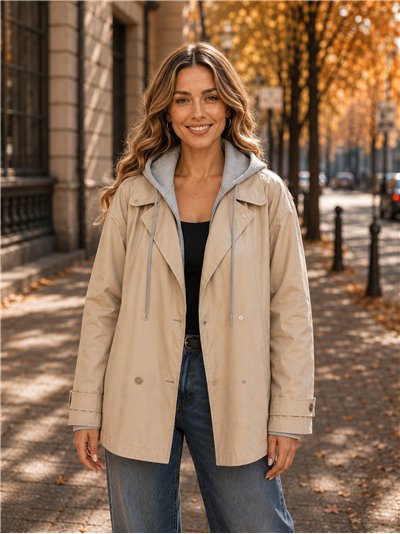 Trench imbottito con cappuccio