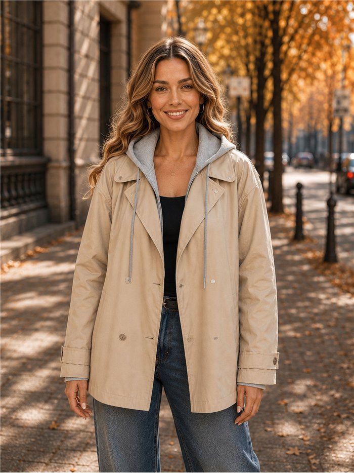 Trench imbottito con cappuccio