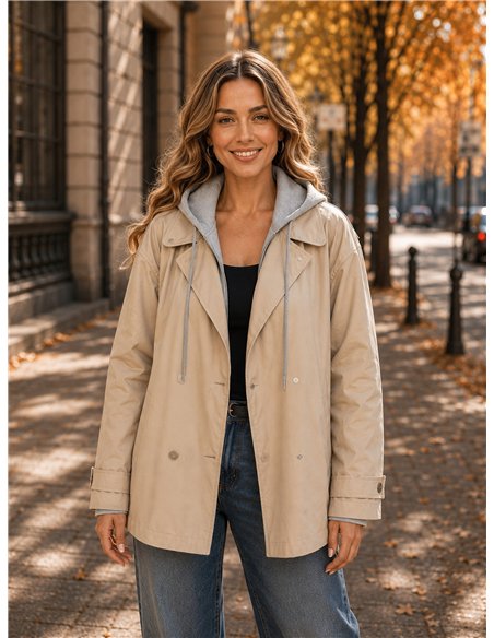 Trench imbottito con cappuccio