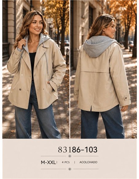 Trench imbottito con cappuccio