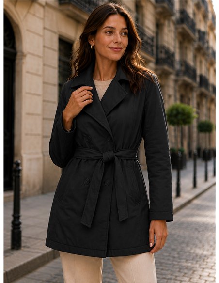 Trench imbottito con cintura