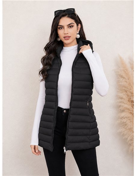 Gilet imbottito lungo reversibile