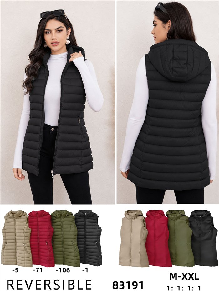 Gilet imbottito lungo reversibile
