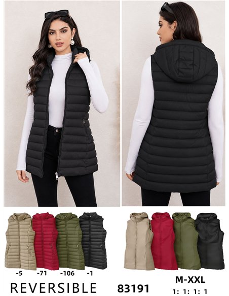 Gilet imbottito lungo reversibile